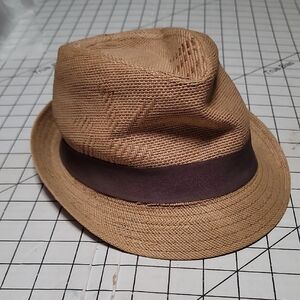 Stylish Tan Fedora Hat with Brown Band‎